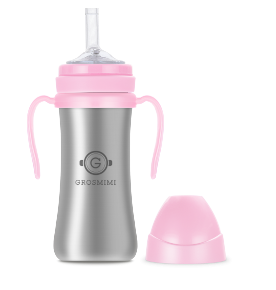 Grosmimi Insulated Straw Cup Stainless 200ml Pink