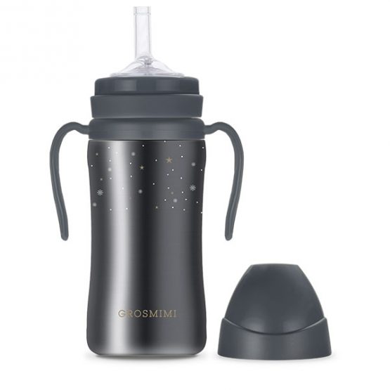 Grosmimi Dark Series Kids Insulated Straw Cup Stainless 300ml Charcoal