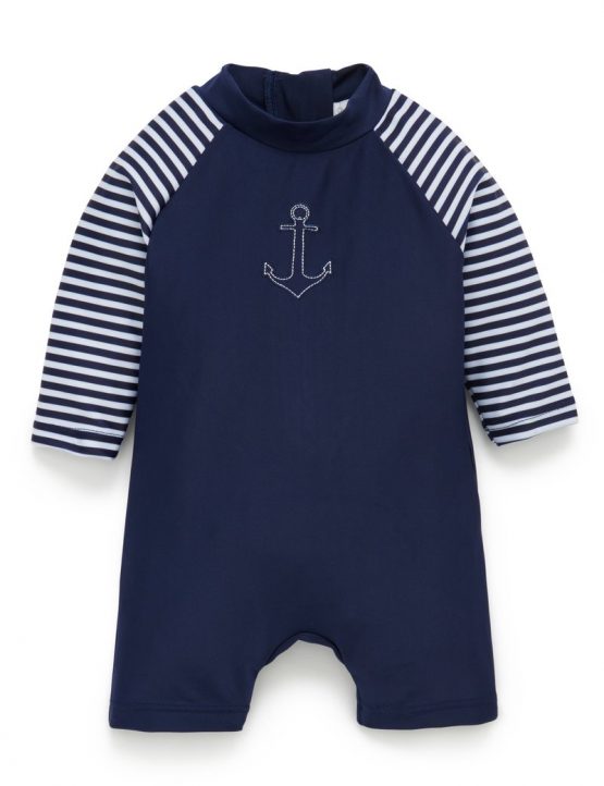 Long Sleeve Sunsuit French Navy