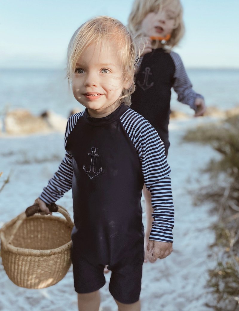 Long Sleeve Sunsuit French Navy – Babybay Australia